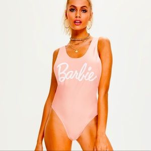 🏖BARBIE SWIMSUIT ONE PIECE BLUSH PINK WHITE LETTERING 💕🏖